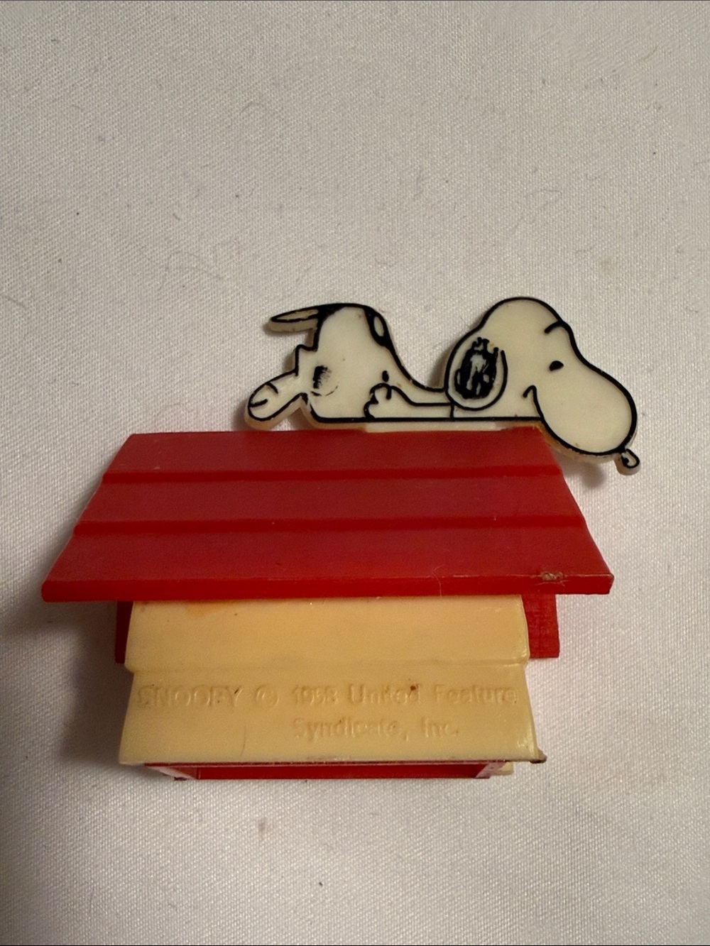 Vintage 1958 Snoopy on Red Doghouse Vintage Plastic Pencil Sharpener